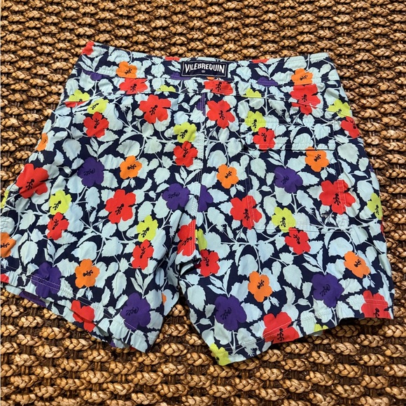 VILEBREQUIN MEN STRETCH SHORT FLAT BELT SWIM SHORTS FLORAL (M1)